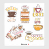 Koffie Sticker Aangepaste afsnijdbare vinylSticker (Vel)