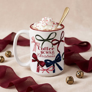 Koffie, Strikken en Kerst Kleurrijke Waterverf Str Tweekleurige Koffiemok