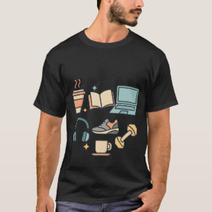 Koffie, studie, fitness en werk - Minimale levenss T-shirt