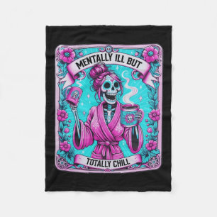 Koffie tarot Kaart geestesziek maar totaal chill Fleece Deken