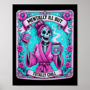 Koffie tarot Kaart geestesziek maar totaal chill Poster