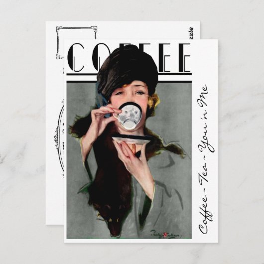 "KOFFIE TEA JE'N ME MEISJE BRIEFKAART (Voorkant / Achterkant)