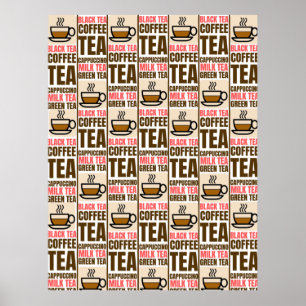 KOFFIE TEA PATTERN, Briefkaart Poster