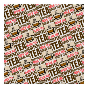 KOFFIE TEA PATTERN, Glanzend Poster Perfect Poster