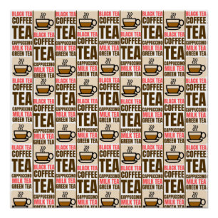 KOFFIE TEA PATTERN, Glanzend Poster Perfect Poster