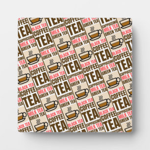 KOFFIE TEA PATTERN, tabletop Plaque met Easel Fotoplaat