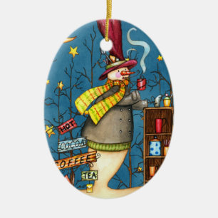 Koffie, thee en goed gezelschap kerstversiering keramisch ornament