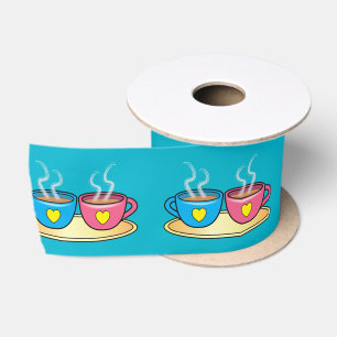 Koffie, thee of cacao met hart 3 inch lint