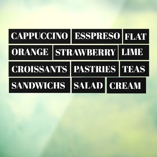 Koffie Thee Salades Venster Vinyl Transparant | Et Raamsticker (Vel 3)
