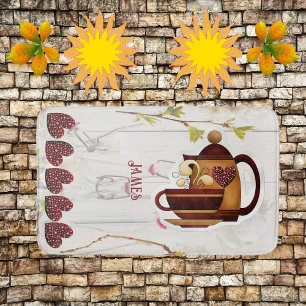 Koffie theepot harten rustiek land tuin elegant badmat