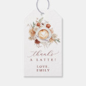 Koffie-thema Bruiloft Favor: Thanks a Latte Cadeaulabel (Voorkant)