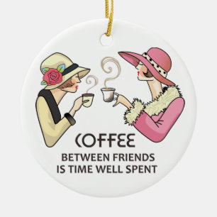 Koffie tussen vrienden keramisch ornament