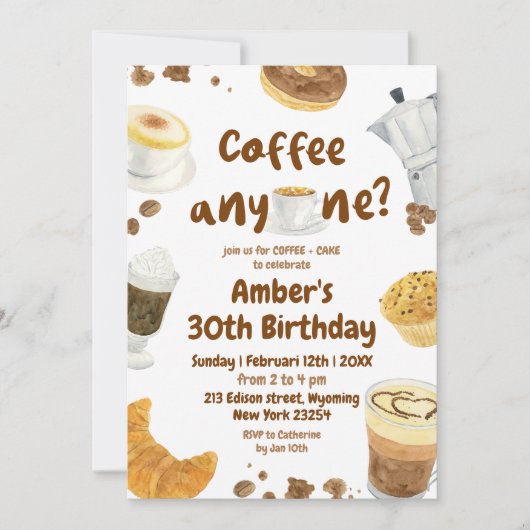 Koffie verjaardagsfeestje illustratie kaart (Voorkant)