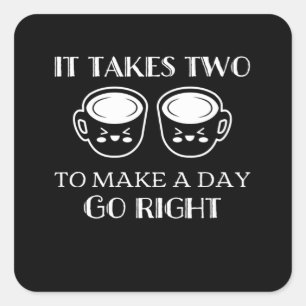 Koffie vermoeide cafeïne opstaan in de ochtend vierkante sticker