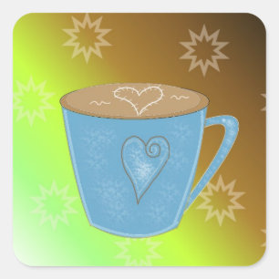 Koffie Vierkante Sticker