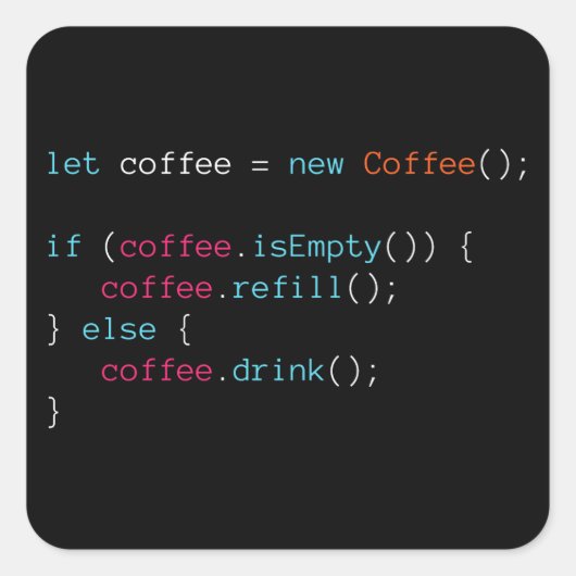 Koffie Vierkante Sticker (Voorkant)