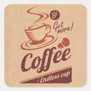 Koffie Vierkante Sticker