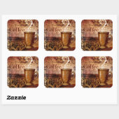 Koffie Vierkante Sticker (Vel)