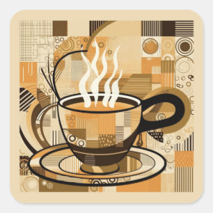 Koffie Vierkante Sticker
