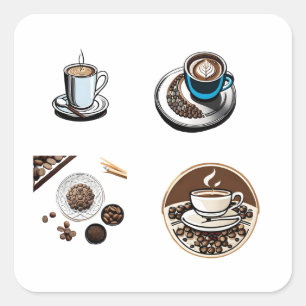 Koffie Vierkante Sticker
