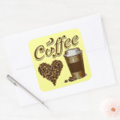 Koffie Vierkante Sticker (Envelop)
