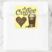 Koffie Vierkante Sticker (Tas)