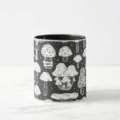 Koffie voor champignons, zwart en wit mok (Midden)