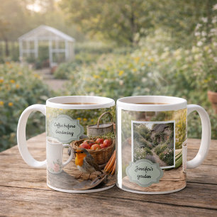 Koffie voor het tuinieren roodborstje ochtend tuin koffiemok