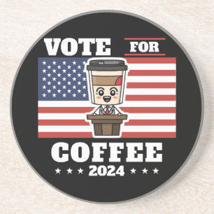 Koffie voor president, stem op koffie zandsteen onderzetter