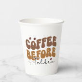 Koffie voor Talkie Funny Retro-tekststijl Papieren Bekers (Achterkant)