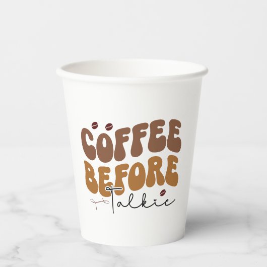 Koffie voor Talkie Funny Retro-tekststijl Papieren Bekers (Voorkant)