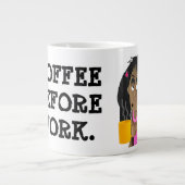 "Koffie voor werk" Extra Grote Mok (Voorkant)
