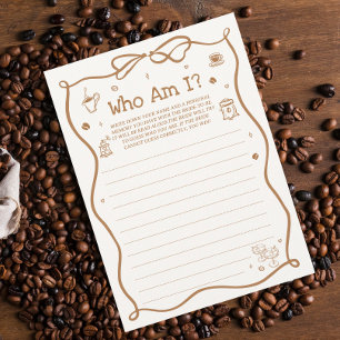 Koffie Vrijgezellenfeest Raad eens wie ben ik spel Kaart