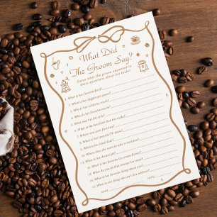 Koffie Vrijgezellenfeest Wat zei de bruidegom Spel Kaart