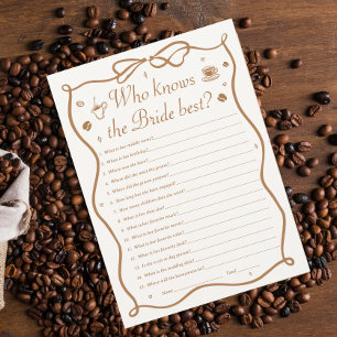Koffie Vrijgezellenfeest Wie kent de bruid beste s Kaart