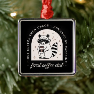 Koffie wasbeer liefhebbers grappig raar dier zwart metalen ornament