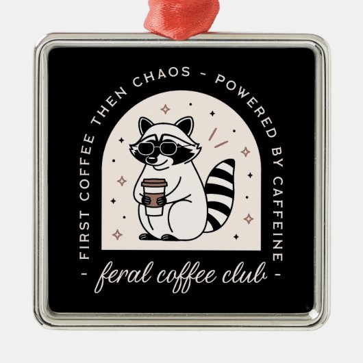 Koffie wasbeer liefhebbers grappig raar dier zwart metalen ornament (Voorkant)