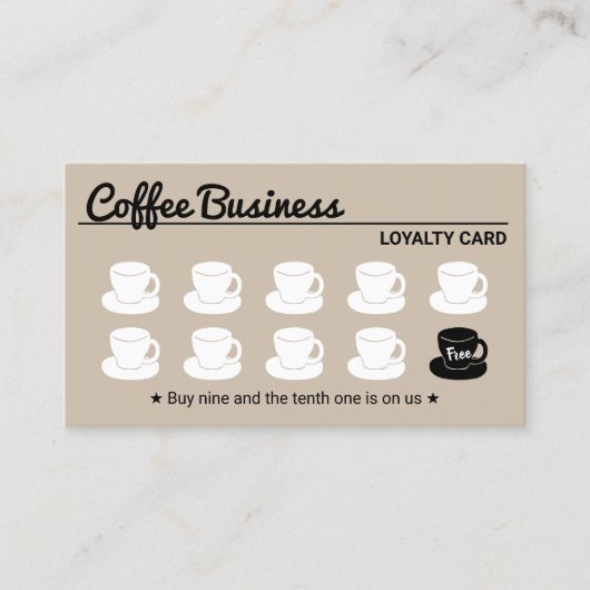 Koffie Winkel Plain Beige Klant Loyalty (Voorkant)