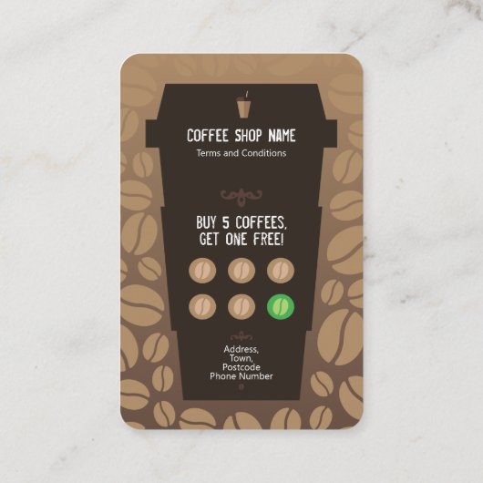 Koffie-winkellogo Klantenkaartje (Achterkant)