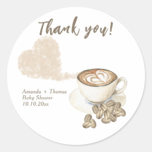 Koffie zetten Baby shower Bedankt Ronde Sticker