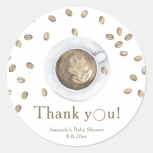 Koffie zetten Baby shower Bedankt Ronde Sticker