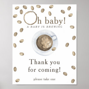 Koffie zetten baby shower Bedankt voor uw komst Poster