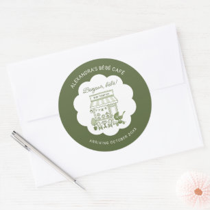 Koffie zetten Bebe Brunch Neutrale Baby Shower Ronde Sticker
