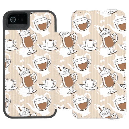 Koffie, zoet patroon incipio iPhone portemonnee hoesje (Agenda Open)