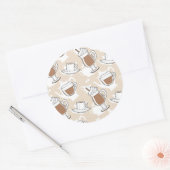 Koffie, zoet patroon ronde sticker (Envelop)