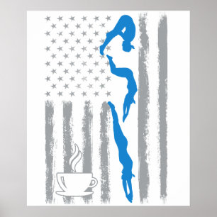 koffie zwemmen- Vintage USA Amerikaanse Vlag voor Poster