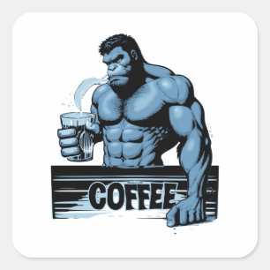 koffieaap vierkante sticker
