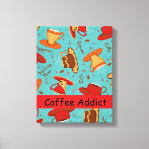 Koffieadviseur Rode Turquoise Coffee Cup aanpassen Canvas Afdruk