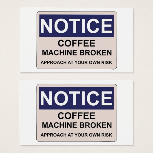 Koffieautomaat Gebroken Humor Visitekaartje (Voorkant /achterkant)