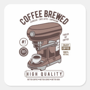  koffieautomaat vierkante sticker
